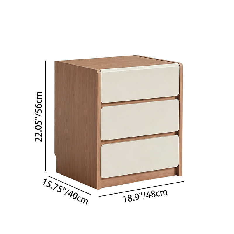 Traditional Rustic 3-Drawer Nightstand - E0 Grade MDF Drawer Bedside Table For Bedroom