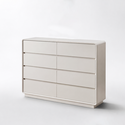 Scandinavian MDF 8-Drawer Wide Dresser - Hidden Pull Handles Storage Cabinet For Bedroom