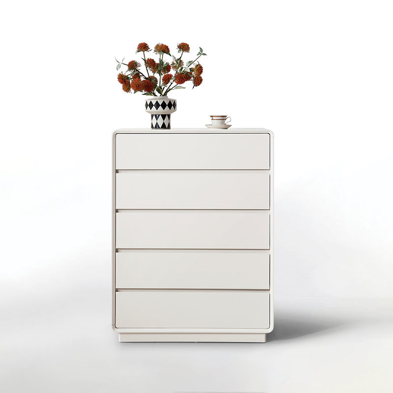 Slim Tall MDF Storage Dresser - Scandinavian 5-Drawer MDF Vertical Storage Cabinet For Bedroom