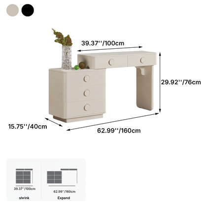 Modern Minimalist Medium Density Fiberboard Makeup Vanity - Rounded Design Dressing Table 5-Drawers For Bedroom