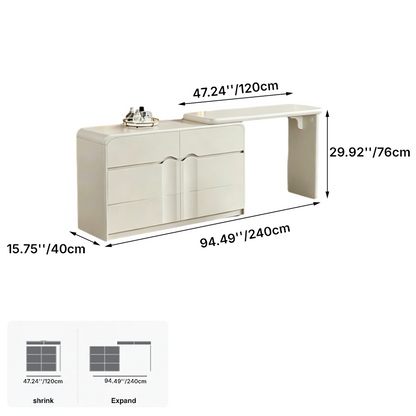 Modern Curved Makeup Vanity With Multi-Drawer Storage - Minimalist Dressing Table With Wave Groove 6-Drawers For Bedroom