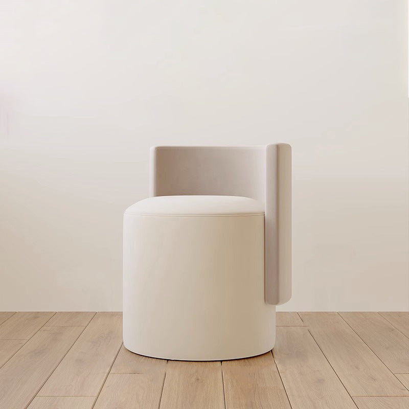 Modern Minimalist Swivel Cylindrical Microfiber Leather Aluminum Alloy Wood Vanity Stool Backrest Armless For Bedroom
