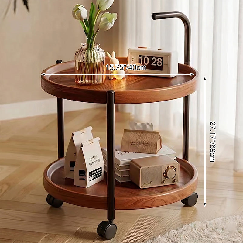 Modern Minimalist Movable Round MDF Iron End Table 2-Tier For Living Room