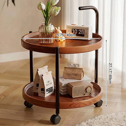 Modern Minimalist Movable Round MDF Iron End Table 2-Tier For Living Room