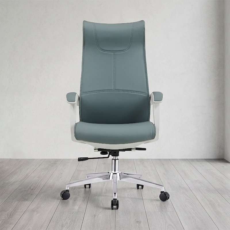 Modern Ergonomic High Back Leather Plywood & Metal Office Chair Executive Swivel Desk Chair With Headrest Lumbar Support Adjustable Rolling Computer Chair