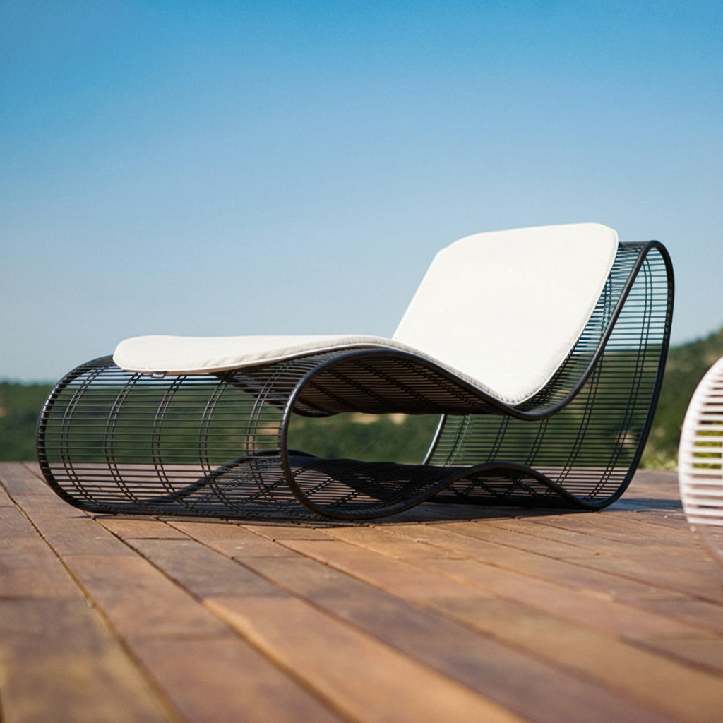 Modern Minimalist Curved Aluminum Alloy Fabric Sponge Recliner Backrest For Garden