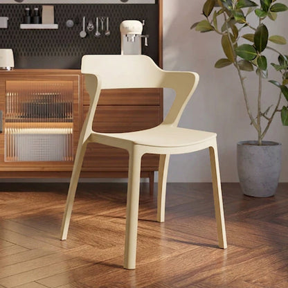Modern Minimalist Openwork Rectangular PVC Dining Chair Backrest Armless For Dining Room