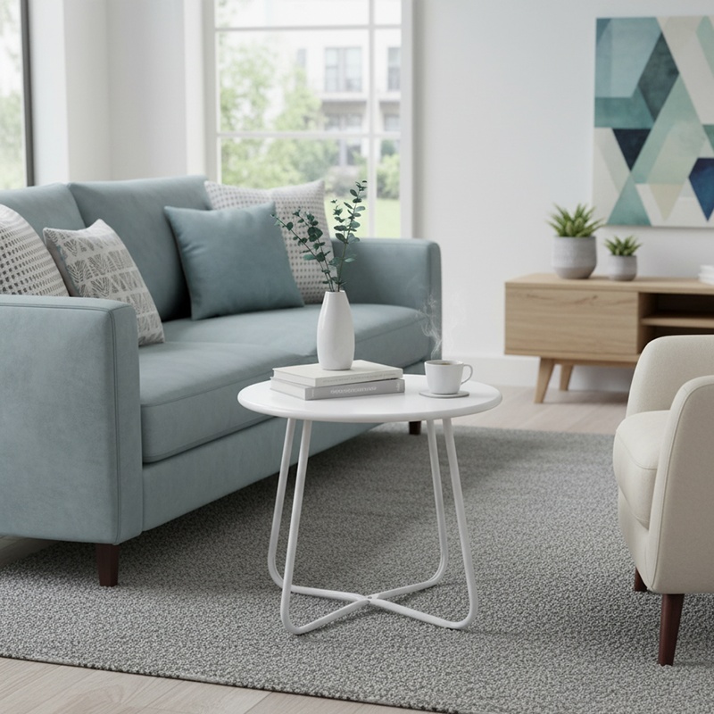 Modern Minimalist Round Iron Coffee Table 1-Tier For Living Room