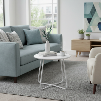 Modern Minimalist Round Iron Coffee Table 1-Tier For Living Room