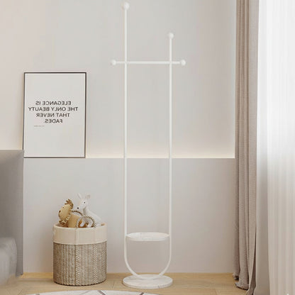 Modern Minimalist Round U-Shaped Wrought Iron Stone Slab Hall Tree 1-Storage For Bedroom