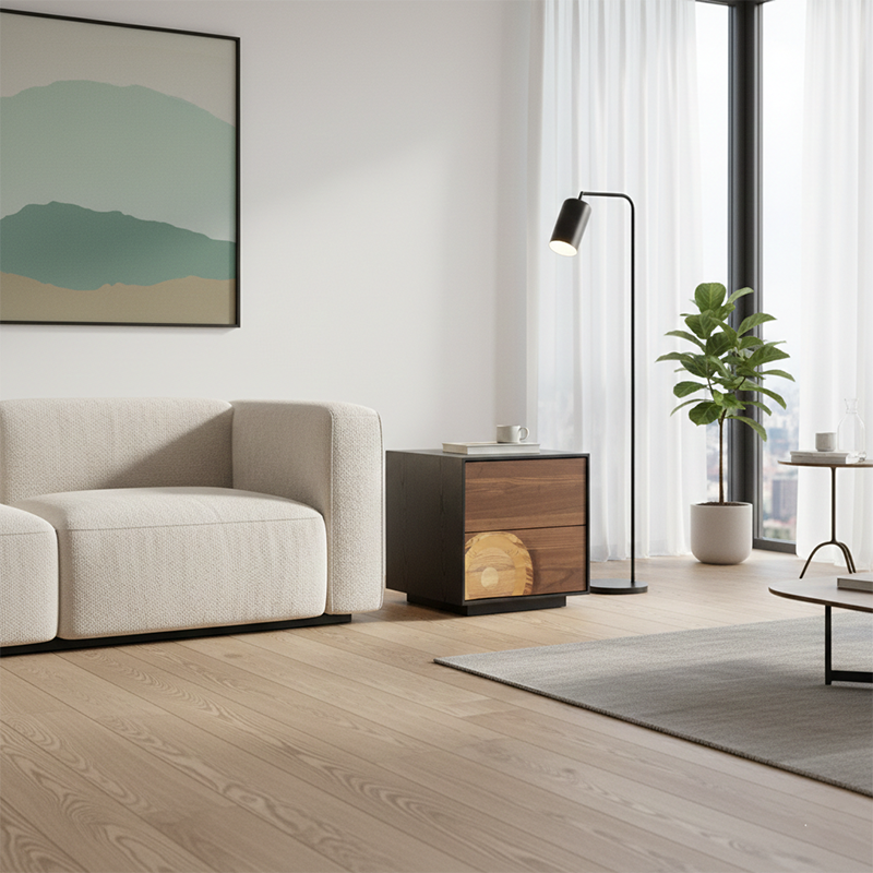 Contemporary Creative Solid Wood & Plywood Rectangular Storage Cabinet With 2/3/4/5 Drawers For Living Room