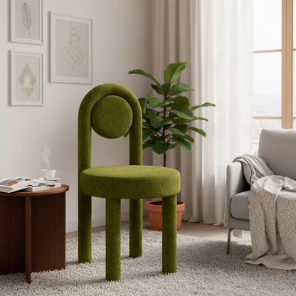 Modern Minimalist Round Velvet Iron Vanity Stool Backrest Armless For Bedroom
