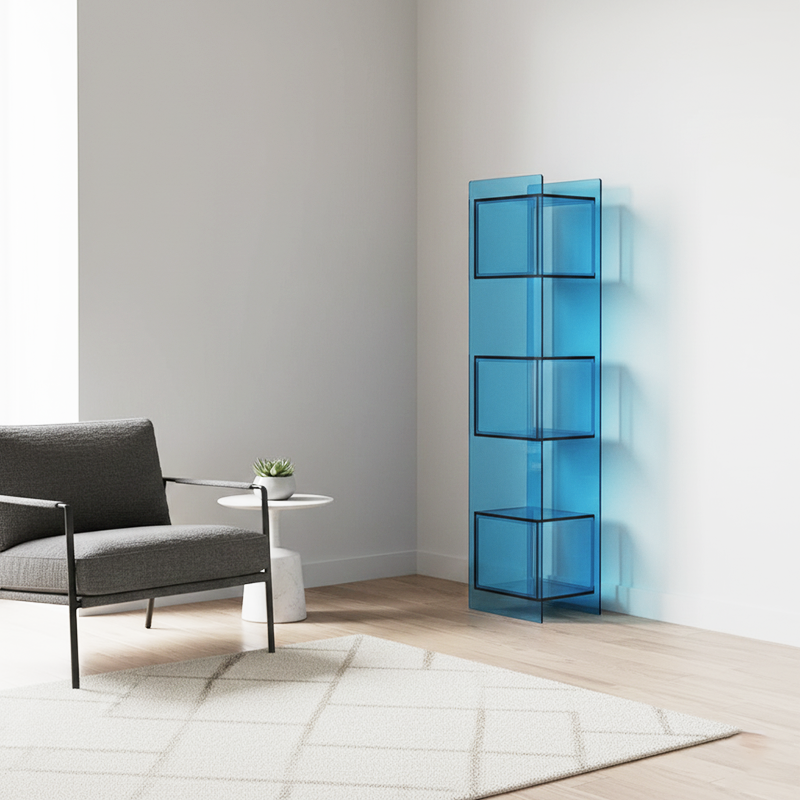 Modern Minimalist Acrylic Rectangular Storage Shelf - 5 Tiers Open Display Bookcase For Living Room & Home Office