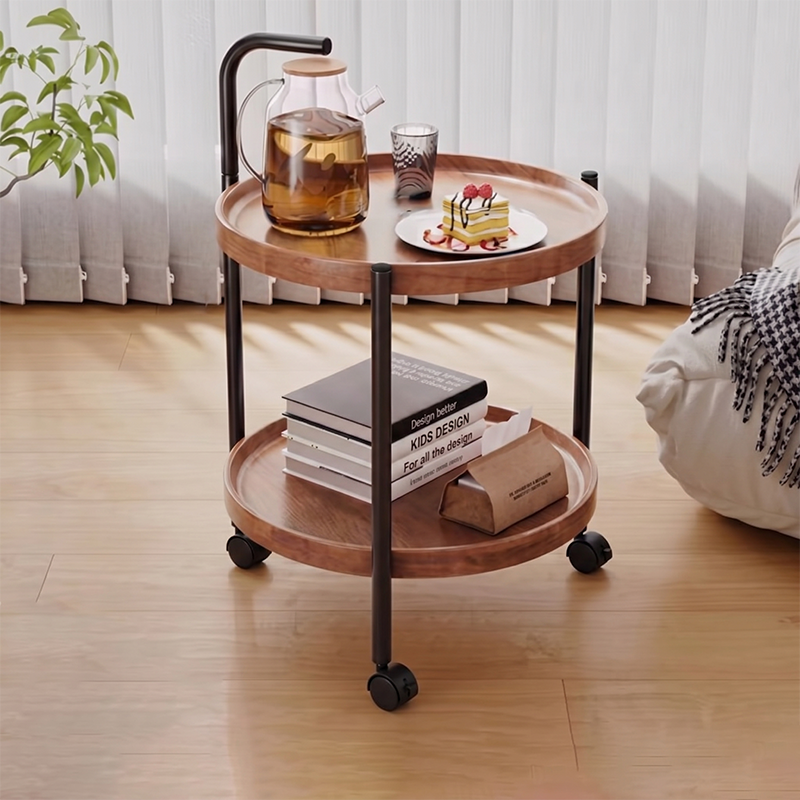 Modern Minimalist Movable Round MDF Iron End Table 2-Tier For Living Room