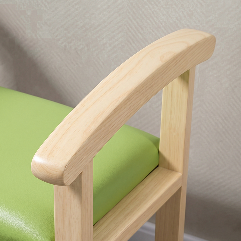Traditional Japanese Rectangular Rubberwood Solid Wood Plywood PU Leather Shoe Bench Backless Armrest For Entryway & Hallway