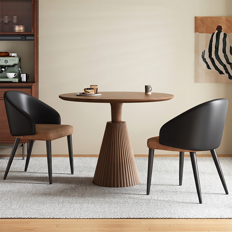 Contemporary Retro Solid Wood Rubberwood & Plywood Round Coffee Table For Living Room, Dining Room & Balcony