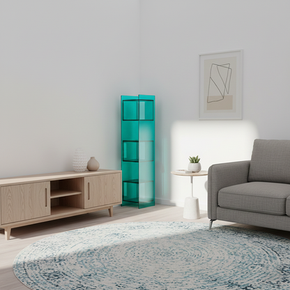 Modern Minimalist Acrylic Rectangular Storage Shelf - 5 Tiers Open Display Bookcase For Living Room & Home Office