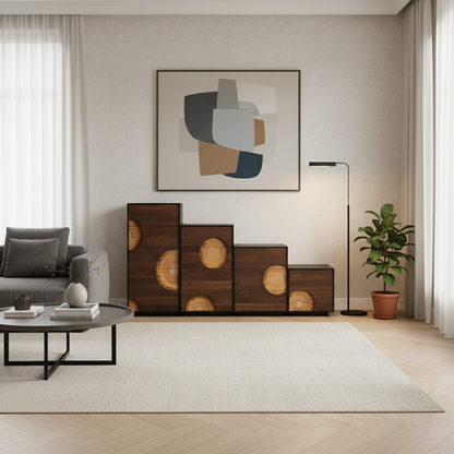 Contemporary Creative Solid Wood & Plywood Rectangular Storage Cabinet With 2/3/4/5 Drawers For Living Room
