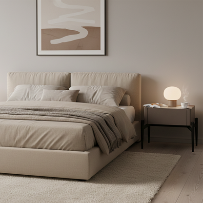 Modern Luxury Grayish Brown 1-Drawer Nightstand: Stiletto Legs High-End Accent Bedside Table For Bedroom
