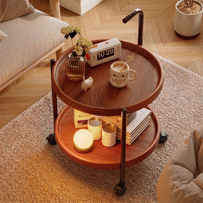 Modern Minimalist Movable Round MDF Iron End Table 2-Tier For Living Room