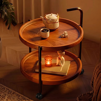 Modern Minimalist Movable Round MDF Iron End Table 2-Tier For Living Room