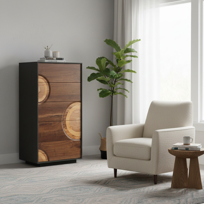 Contemporary Creative Solid Wood & Plywood Rectangular Storage Cabinet With 2/3/4/5 Drawers For Living Room