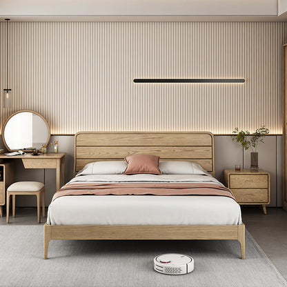 Premium Ash Wood Recessed Bed Frame - Home-Friendly Solid Support & Sleek Look Bed For Bedroom