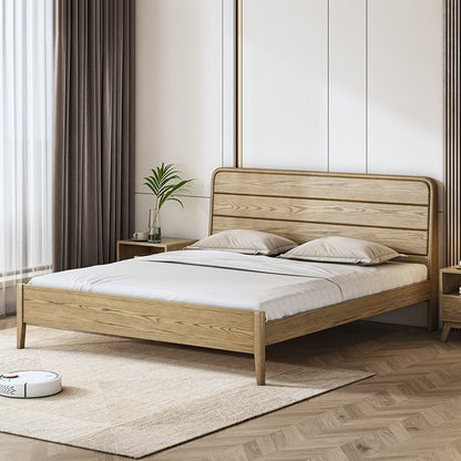 Consistent Texture Bed Frame - Flush Edge & Adjustable Height Ash Wood Bed For Bedroom