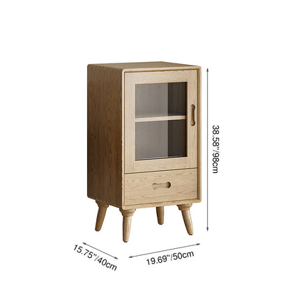 Premium Solid Ash Wood Side Cabinet - Sleek Rectangular Storage & Invisible Slide Drawer Storage Cabinet 2-Layer Cabinet For Living Room