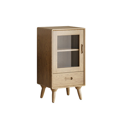 Premium Solid Ash Wood Side Cabinet - Sleek Rectangular Storage & Invisible Slide Drawer Storage Cabinet 2-Layer Cabinet For Living Room