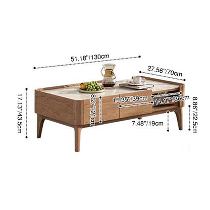 Classic French-Style Ash Wood Coffee Table - Stable Structure 4-Legs Table For Living Room