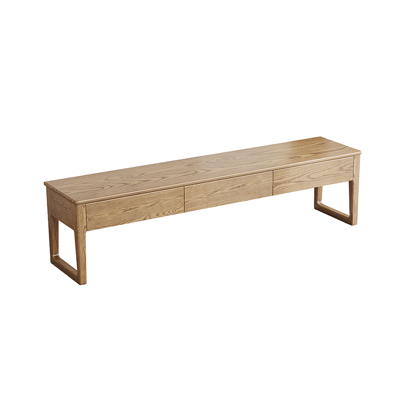 Eco-Friendly Ash Wood TV Stand - Durable Design Ample Storage TV Cabinet 3-Drawer For Living Room
