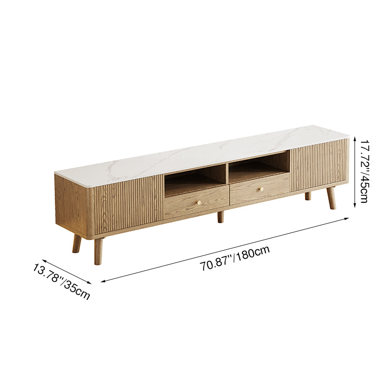 French Crafted Ash Wood TV Stand - Eco-Friendly & Multi-Storage Solutions TV Cabinet 5 -Leg For Living Room