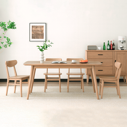Traditional North American Ash Wood Dining Table Set - Rounded Edges 1 Tier Dining Table For Dining Room
