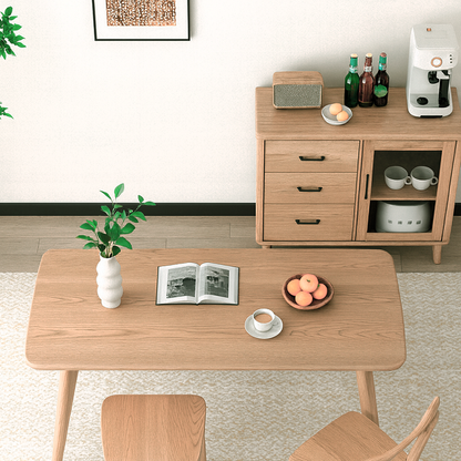 Traditional North American Ash Wood Dining Table Set - Rounded Edges 1 Tier Dining Table For Dining Room