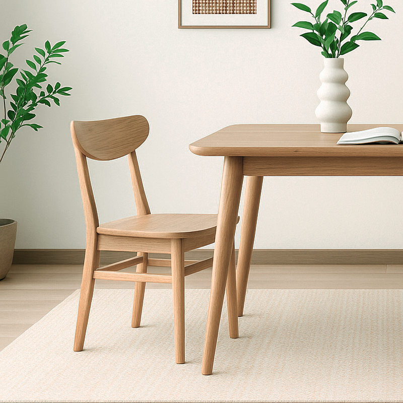 Traditional North American Ash Wood Dining Table Set - Rounded Edges 1 Tier Dining Table For Dining Room