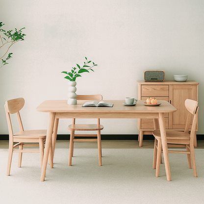 Traditional North American Ash Wood Dining Table Set - Rounded Edges 1 Tier Dining Table For Dining Room