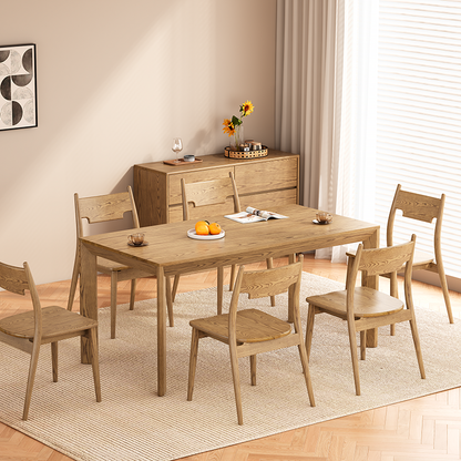 Traditional North American Ash Wood Dining Table Set - Square 1-Tier Dining Furniture For Dining Room