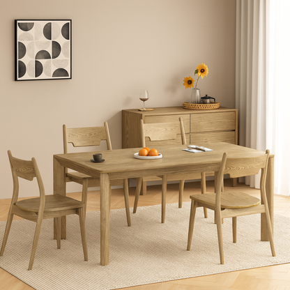 Traditional North American Ash Wood Dining Table Set - Square 1-Tier Dining Furniture For Dining Room