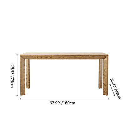 Traditional North American Ash Wood Dining Table - Rectangular Light Walnut Dining Desk For 6 Seats