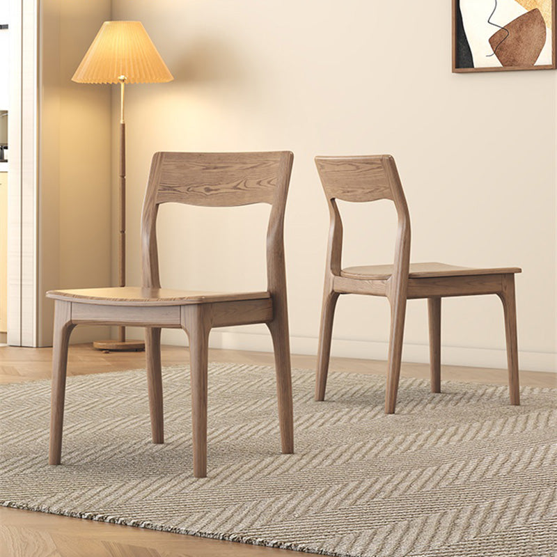 Traditional North American Ash Wood Chair - Smooth Curved Seat Sculpted Back Dining Chair For Dining Room