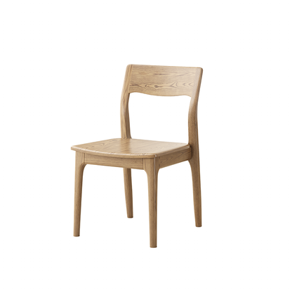 Traditional North American Ash Wood Chair - Smooth Curved Seat Sculpted Back Dining Chair For Dining Room