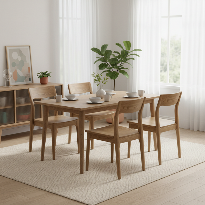 Traditional North American Ash Wood Chair - Smooth Curved Seat Sculpted Back Dining Chair For Dining Room