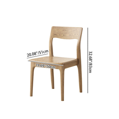 Traditional North American Ash Wood Chair - Smooth Curved Seat Sculpted Back Dining Chair For Dining Room