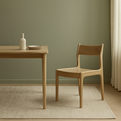 Traditional Ergonomic Curved Backrest Chair - North American Ash Wood Dining Chair For Dining Room