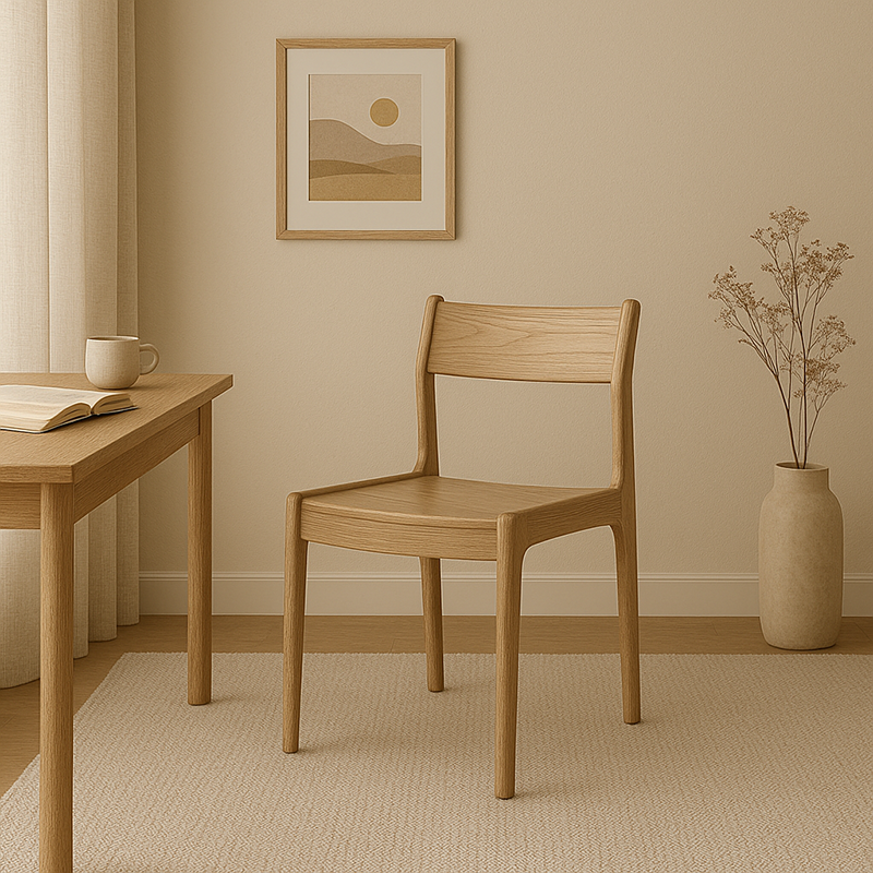 Traditional Ergonomic Curved Backrest Chair - North American Ash Wood Dining Chair For Dining Room