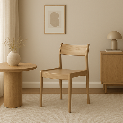 Traditional Ergonomic Curved Backrest Chair - North American Ash Wood Dining Chair For Dining Room