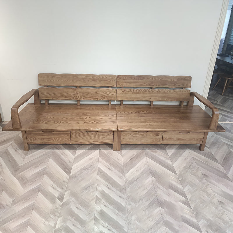 Traditional Sectional Sofa With Hidden Storage - North American Ash Wood Accent Chair For Living Room