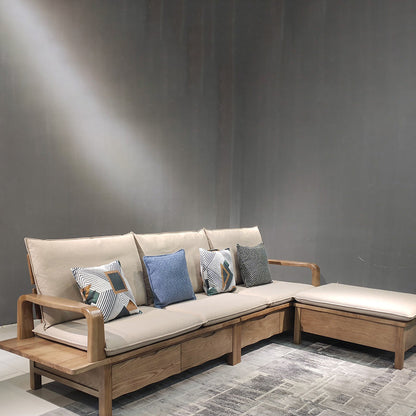 Traditional Sectional Sofa With Hidden Storage - North American Ash Wood Accent Chair For Living Room