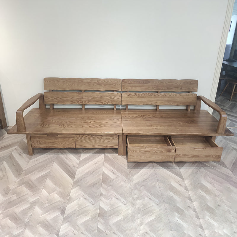 Traditional Sectional Sofa With Hidden Storage - North American Ash Wood Accent Chair For Living Room